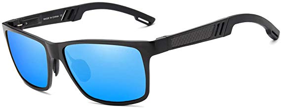 KINGSEVEN Men's Retro Square Polarized Sun Glasses Metal Frame Al-Mg Ultra Light