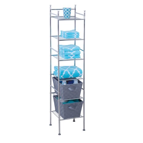 Honey-Can-Do BTH-03484 6 Tier Metal Tower Bathroom Shelf, 12.6 x 11.02 x 59.84", Chrome