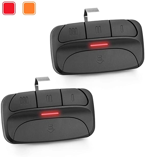 Refoss Garage Door Opener Remote, Orange/Red Learn Button Only Compatible with Liftmaster Chamberlain Craftsman 971LM, 973LM Security  390MHz - 2 Pack