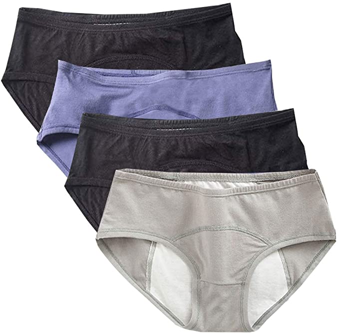 4 Packs Women Period Panties Teens Menstrual Heavy Flow Leak Proof Hipster Underwear Postpartum Briefs