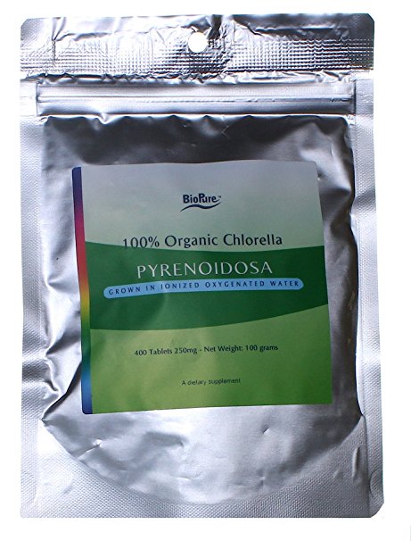 Organic Chlorella Pyrenoidosa by Biopure - 250mg 400 Tablets