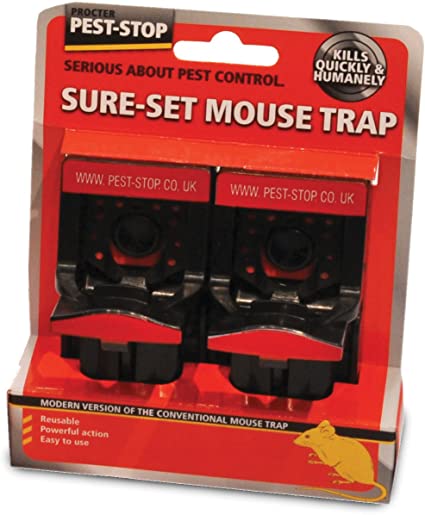 Pest-Stop PSSPT Sure-Set Plastic Mouse Trap, Black, 4.53 in*4.49 in*2.56 in