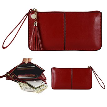 Befen Smartphone Zipper Wallet Organizer with Credit Card Holder/Cash pocket/Wristlet- Jester Red