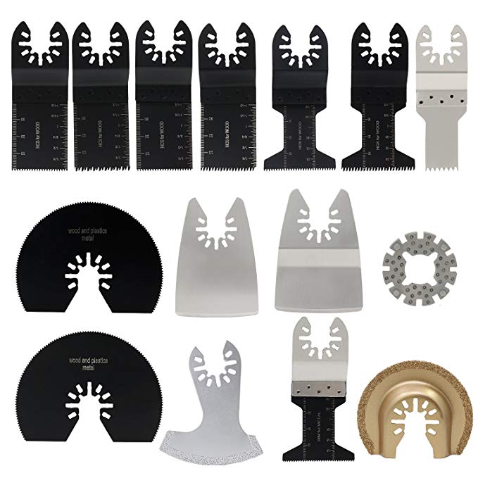 ESUMIC 15Pcs Oscillating Saw Blade Grinding Rasp Kit for RockWell Sonicrafter Work Oscillating Multitool Accesory