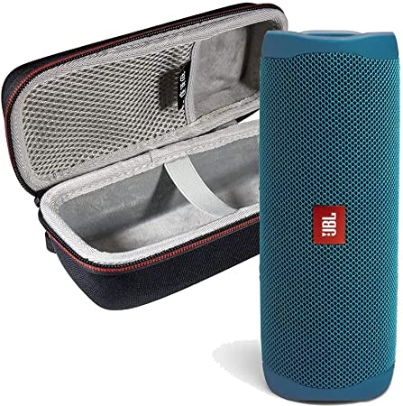 JBL FLIP 5 Portable Speaker IPX7 Waterproof On-The-Go Bundle with WRP Deluxe Hardshell Case Made from 100% Recycled Plastic (ECO Blue)