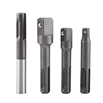 SDS Plus Shank to 1/4" Hex Socket Adaptor   1/4" 3/8" 1/2" Square Drill Bit Holder Extension Connector for Screws, Nuts, Any Drill and Handheld Driver