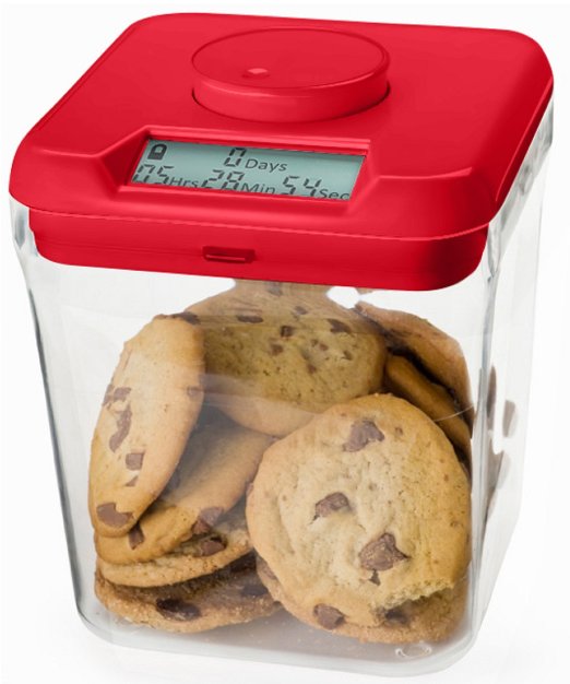 Kitchen Safe: Time Locking Container (Red Lid   Clear Base) - 5.5" Height