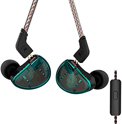 KZ AS10 HIFI Stereo 5 Balanced Armature Driver Monitor Earphone In Ear Headphone Headset Earbuds (With Mic, Cyan)