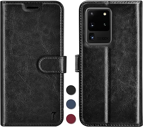 NJJEX Galaxy S20 Ultra 5G Case, for Samsung Galaxy S20 Ultra Wallet Case (6.9"), RFID Blocking PU Leather Folio Flip ID Credit Card Slots Holder Kickstand Magnetic Closure Phone Cover [Black]