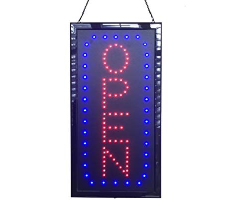 Open Sign for Business, Vertical Flashing LED Open Sign - Vertical Letters - Size 19"x10" inch