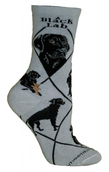 Black Lab Retriever Puppy Dog Breed Animal Socks 9-11