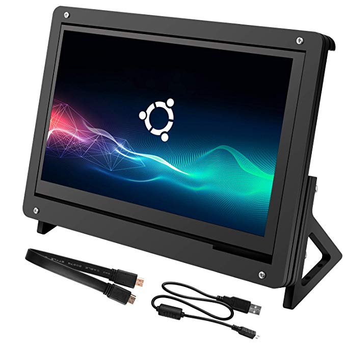 for Raspberry Pi 7 Inch Capacitive Touch Screen, kuman LCD HDMI Input 800x480 Display with Case Stand (7 inch Raspberry pi Display with Protection case)
