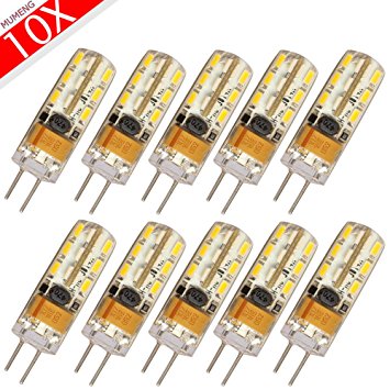 MUMENG 10 Pack 2W AC/DC 12v G4 LED Lights Bulb Lamps 24 LED SMD3014 Warm White G4 Base LED Bulbs Non-dimmable 20W Incandescent Bulb Equivalent