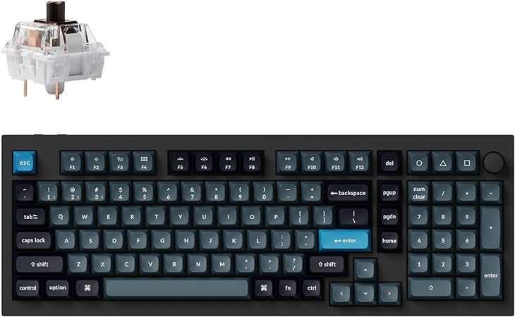 Keychron Q5 Pro Wireless QMK/VIA Mechanical Keyboard, 96% Layout Programmable Knob Full Aluminum Double-Gasket Design, Hot-swappable K Pro Brown Switch for Mac Windows Linux - Black