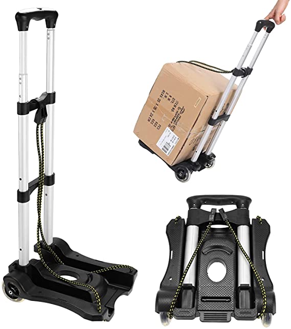Heavy Duty Folding Hand Truck & Dolly, Assisted Hand Truck Luggage Cart (80 lbs)