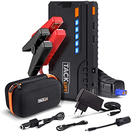 TACKLIFE T6 800A Peak 18000mAh Car Jump Starter (up to 7.0L Gas, 5.5L Diesel Engine) with 12 Months Standby, Quick Charge, 12V Auto Battery Booster, Portable Power Pack for Cars, Trucks, SUV