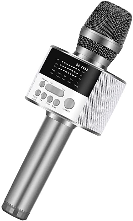 BONAOK Upgraded Portable Bluetooth Karaoke Microphone with LED Screen, Wireless Handheld Singing Machine Speaker for Indoor/Outdoor/Party/Classroom/Presentation/All Smartphones/TV(D10 Space Gray)