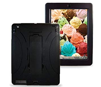 Ipad 2nd , 3rd , 4th Generation case shell Rugged Shockproof Silicone Protective 3 in1 Case Cover For ipad 2/3/4 Model : A1397 , A1416 , A1395 , A1396, A1403 , A1458 , A1460 , A1430 ( Black Black)
