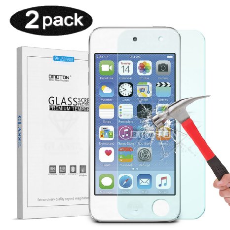 Omoton New iPod touch 6th Gen 2015 Released Tempered Glass Screen Protector 026mm Ultrathin Screen Protector with 9H Hardness Super Clarity Scratch-Proof No-Bubble Installation 2 pack