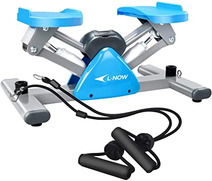 L NOW Mini Stair Stepper for Exercise Equipment Stair Stepper Machine with Resistance Bands and LCD Monitor,Mini Stepper for Indoor Workout