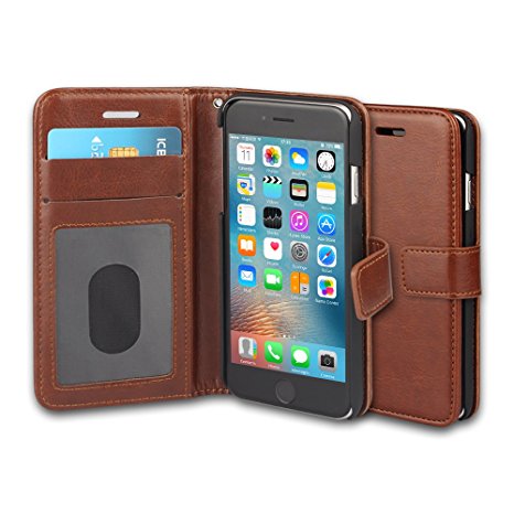 iPhone 6S Case,AOFU 2-In-1 iPhone 6 Wallet Case [Ultra Slim] PU Leather Case with Multiple Credit Card Holder Slots and Flip Cover for iPhone 6/6S 4.7 Inch-Brown
