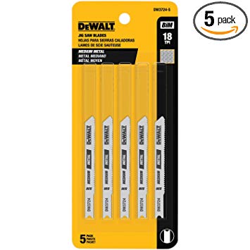 DEWALT DW3724-5 3-Inch 18 TPI Medium Metal Cut Cobalt Steel U-Shank Jig Saw Blade (5-Pack)