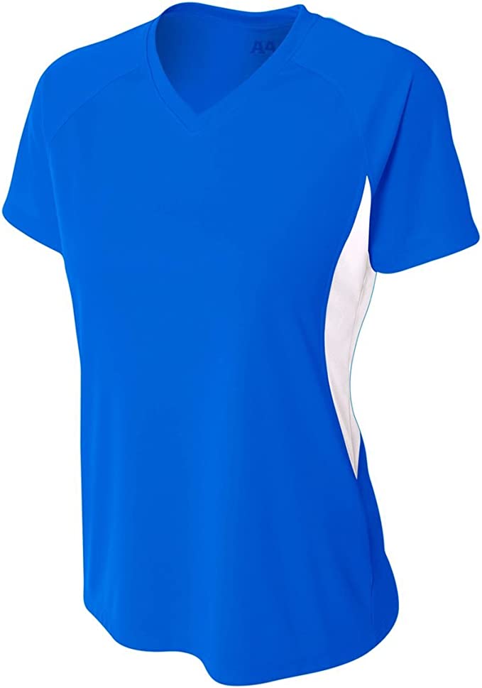 Women's Athletic Moisture Wicking V-Neck Dual-Color Performance Shirt/Uniform (All Sports: Soccer, Softball, Volleyball…)