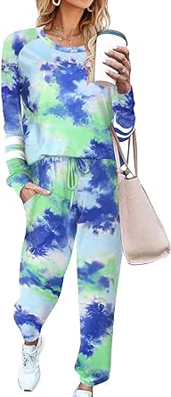 Ekouaer Sweatsuits Womens Loungewear Set Tracksuit Long Sleeve Pajamas Set with Pockets 2 Piece Outfits Lounge Sets