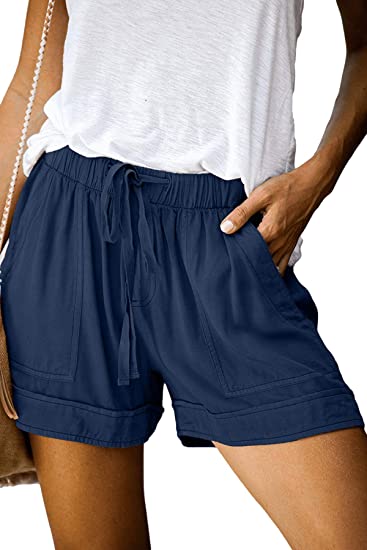 CiCiYours Womens Casual Shorts Elastic Waist Drawstring Pockets Summer Short Lounge Pants
