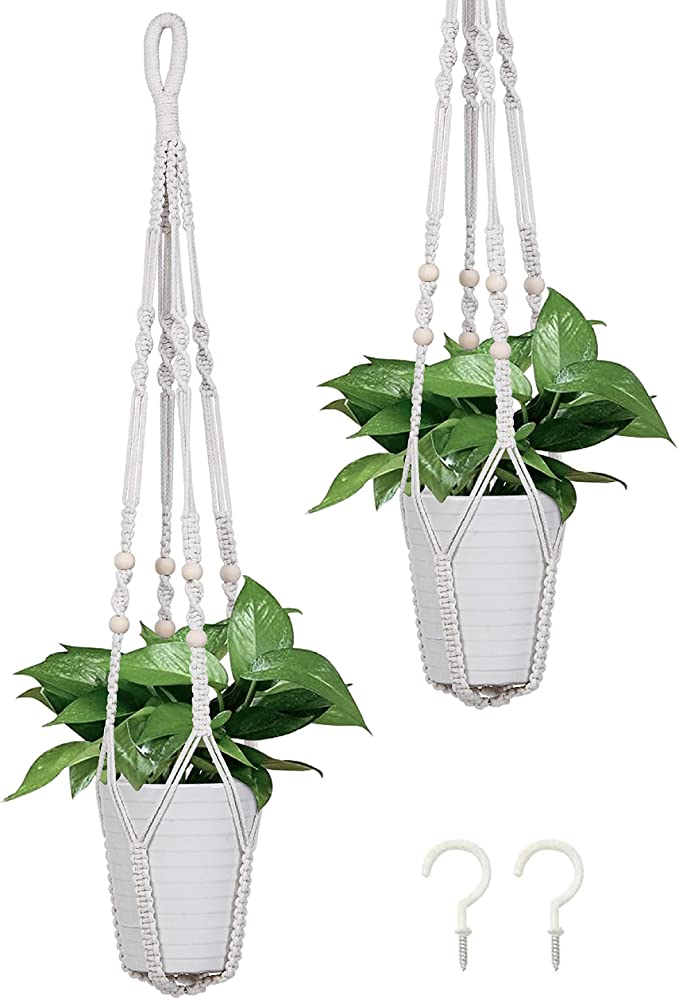 VIVOSUN 2-Pack Cotton Rope Plant Hanger Indoor Outdoor Hanging Planter Flower Pot Holder for Decoration