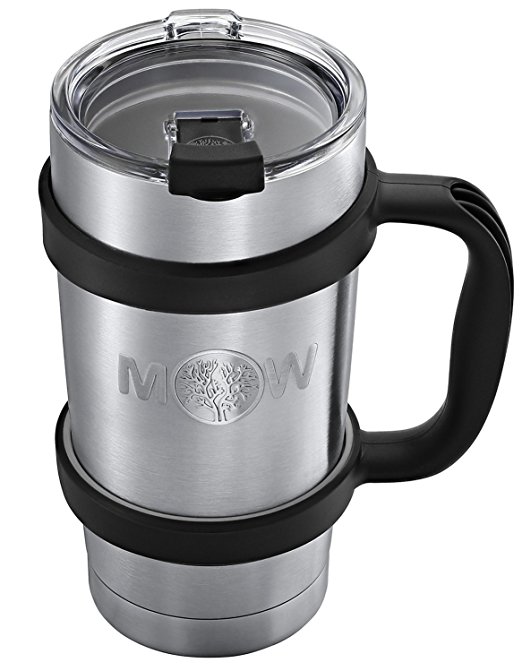 Insulated Tumbler Mug Travel Cup - 20 oz Premium Thermik Set w/ Anti Slip Handle and Leak Proof Lid - Vacuum Double Wall Stainless Steel Cup Keeps Coffee - Tea Cold / Hot Drink