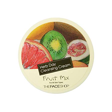 The Face Shop Herb Day Cleansing Cream, Fruit Mix Instant, Brightening, Non Drying and Waterproof Make Up Remover,150ml