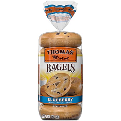 Thomas' Blueberry Soft & Chewy Pre-Sliced Bagels, 6 count, 20 oz