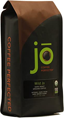 Wild JO: 12 oz, Dark French Roast Organic Coffee, Ground Coffee, Bold Strong Wicked Good Coffee! New Name, Great Brewed or Espresso, USDA Certified Fair Trade Organic, 100% Arabica Coffee, Non-GMO