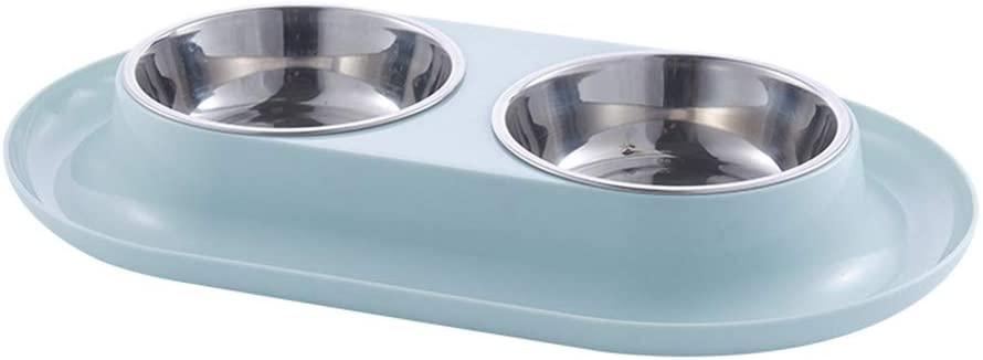 MXCELL Double Dog Cat Bowls Premium Stainless Steel Pet Bowls with No-Spill PP Station, Food Water Feeder for Cats and Small Dogs
