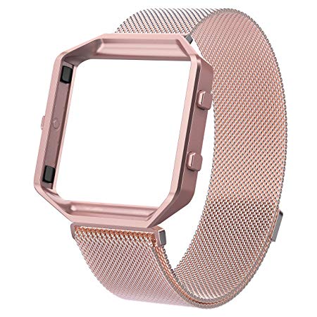 Wearlizer For Fitbit Blaze Band, Milanese Loop Watch Band Replacement With Metal Frame Stainless Steel Bracelet Strap for Fitbit Blaze