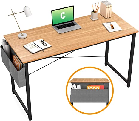 Cubiker Computer Desk 32" Home Office Writing Study Desk, Modern Simple Style Laptop Table with Storage Bag, Natural