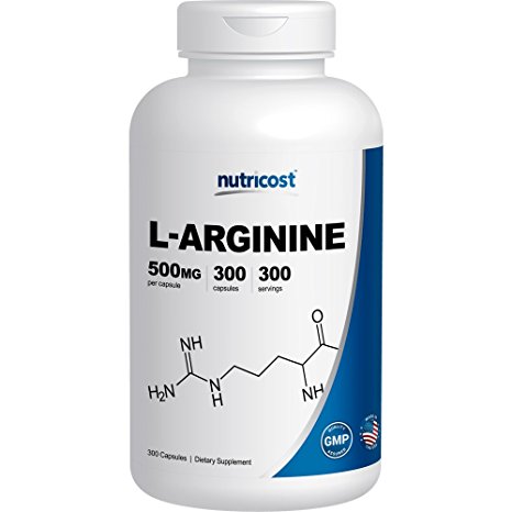 Nutricost L-Arginine 500mg; 300 Capsules