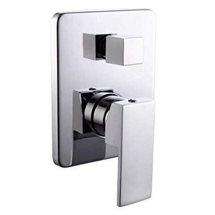 KES L6721 Bathroom Single Handle Mixing Valve Body and Trim with Two Function Diverter Square, Polished Chrome