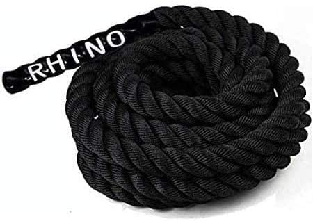 Rhino Fitness Battle Ropes - 1.5 & 2" Diameter 30/40/50 ft Length for Cross Fit Cardio Home Exercising Gym Strength Training and Outdoor Workout (Mounting Anchor NOT Included)