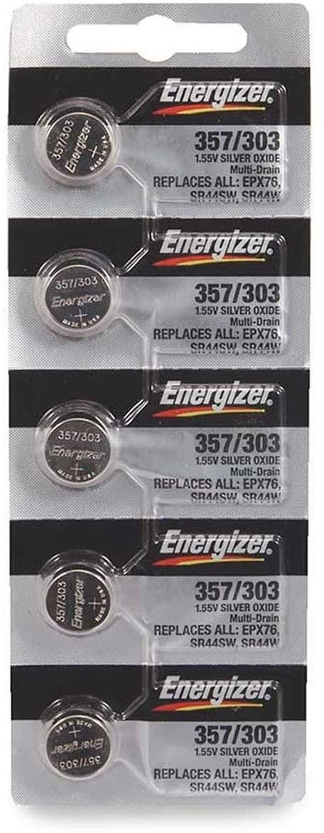 Energizer 357/303 Silver Oxide Battery: Card of 5
