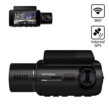 Rexing V3 Dual Camera Front and Inside Cabin Infrared Night Vision Full HD 1080p WiFi Car Taxi Dash Cam with Built-in GPS, Supercapacitor, 2.7" LCD Screen, Parking Monitor, Mobile App