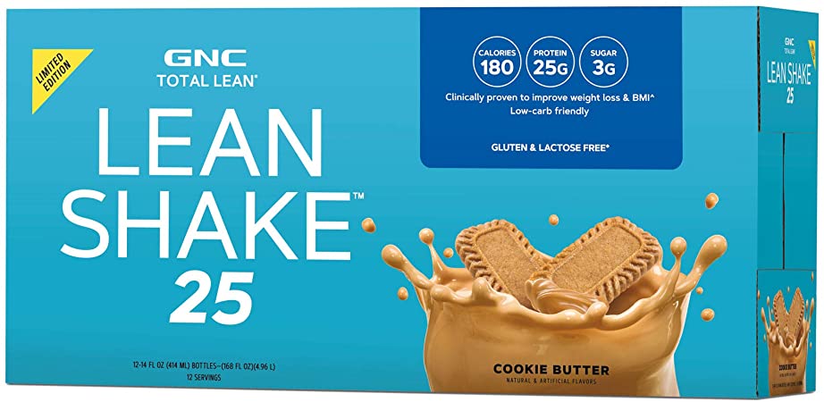 GNC Total Lean Lean Shake 25 to Go Bottles (California Only) - Cookie Butter, 12 Pack, Low-Carb Protein Shake to Improve Weight Loss
