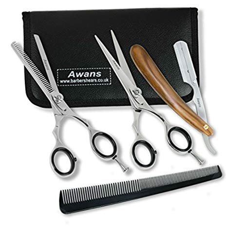 Hairdressing Barber Salon Scissors 5.5", Thinning Scissors 5.5", Razors Edge,Wooden Handle Shaving Razor Handle Size 13 Cm,shaving knife,Nabaja Barbera