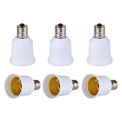 Onite 6pcs E17 to E26 E27 Adapter, Change Out The E17 Base to E26 or E27 Socket