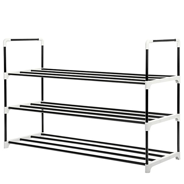 Stackable Shoe Rack, MaidMAX 3-Tier Metal Shoe Organizer Stand Holding 15 Pairs of Shoes for Closet Bedroom Entryway, Black