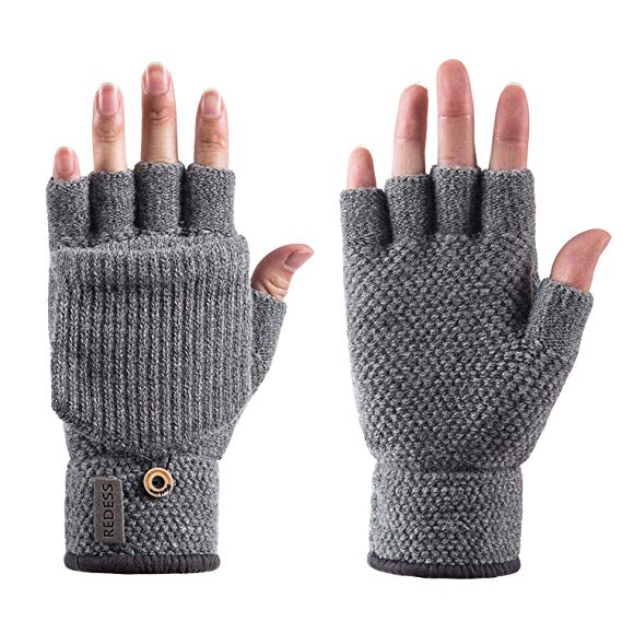 REDESS Womens Mens Warm Winter Warm Touchscreen Knit Gloves,High Sensitive Fleece Lined Texting Gloves