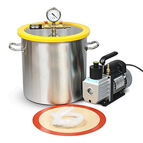 5 Gallon Vacuum Degassing Chamber Kit with 3 CFM Pump - Not for Wood Stabilizing