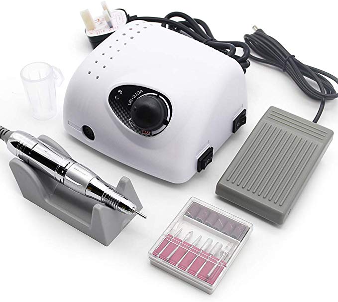 Awardroom Professional Electric Nail Drill Machine Electric Polisher Kit 35000 RPM for Nails Clippers Manicure Pedicure for Nail Salon and Carving Enthusiast (White)