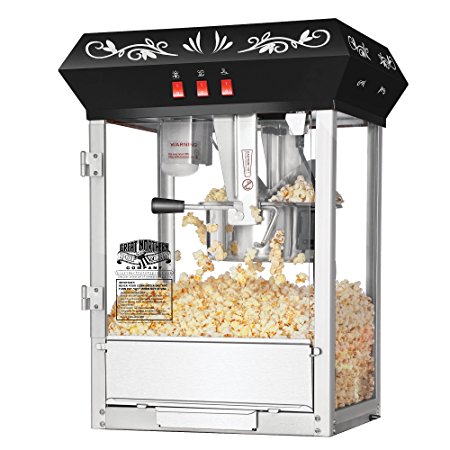 Great Northern Popcorn Black 8 oz. Ounce Foundation Movie Theater Style Popcorn Machine Top